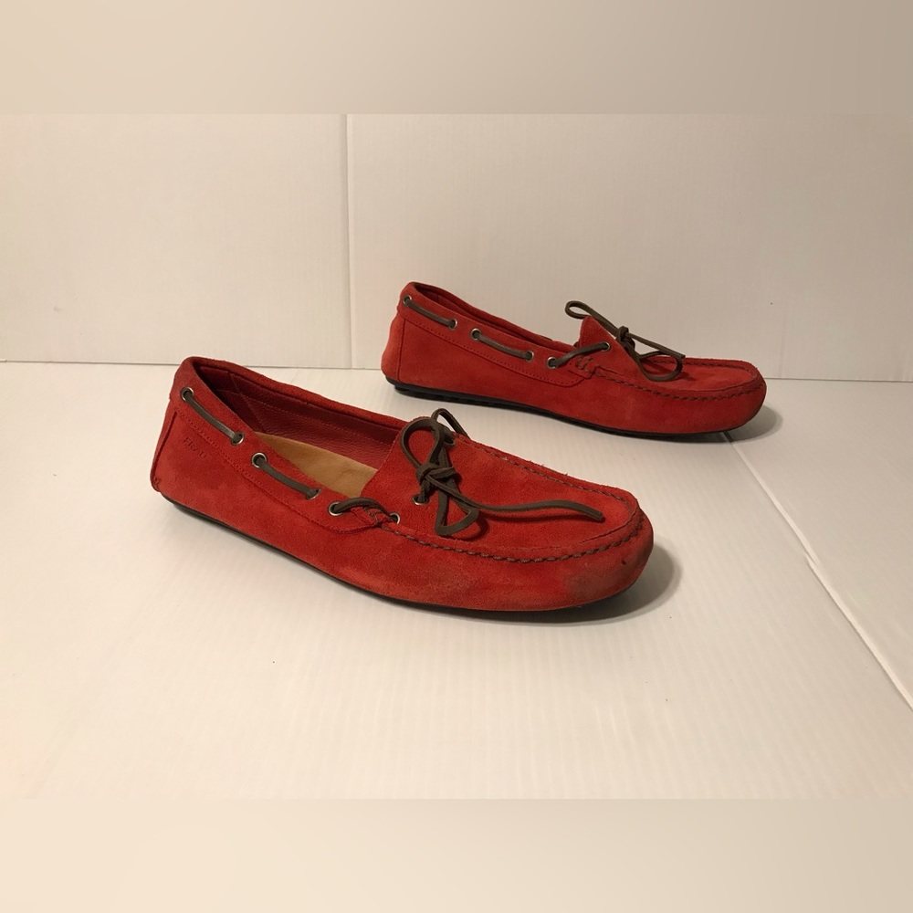 FRAU Made In Italy suede red loafers shoes moccasin men size 42 / 9 US